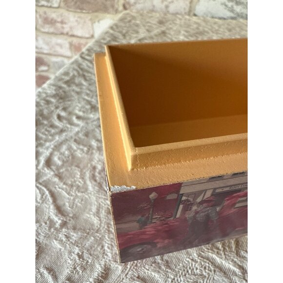 Hallmark Candy or Recipe  Box With Red & White Vintage Town Scene - Picture 14 of 16